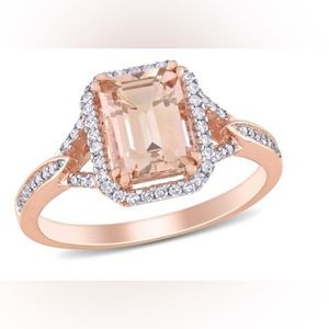 Morganite 1.5 Ct  Ring with Diamond setting